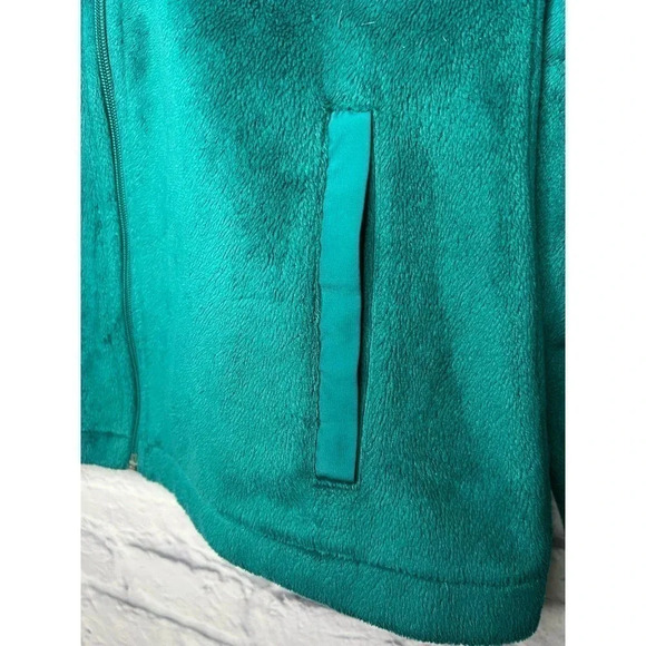 FILA Sport Fleece Faux Fur Turquoise Green Zip Up Jacket Sz XS - Picture 9 of 9